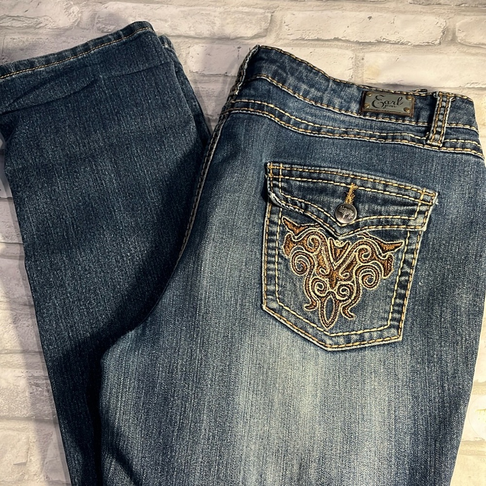 Earl brand blingy butt pocket blue  jeans denim size 10 with 5 pockets zipper